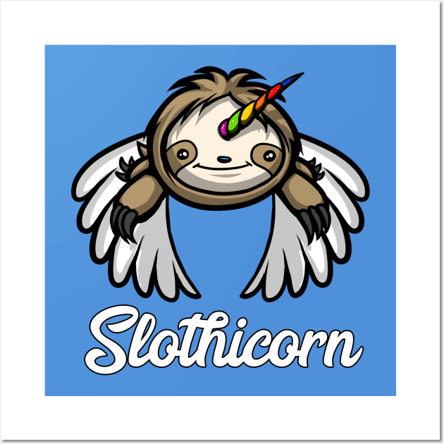 Slothicorn Sloth Wall Art by underheaven